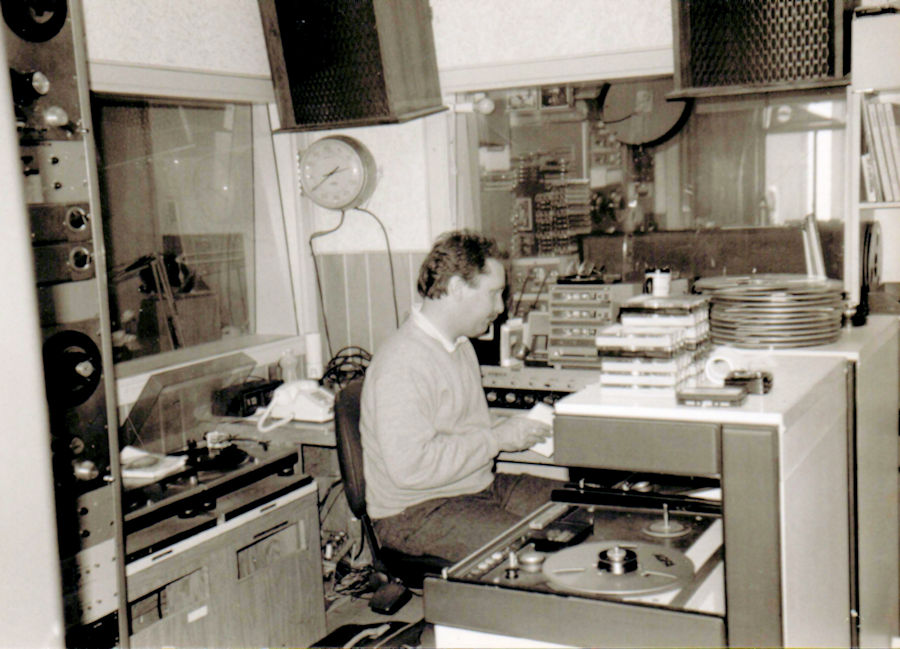 Michael Bower in the KKHI production room Circa 1979